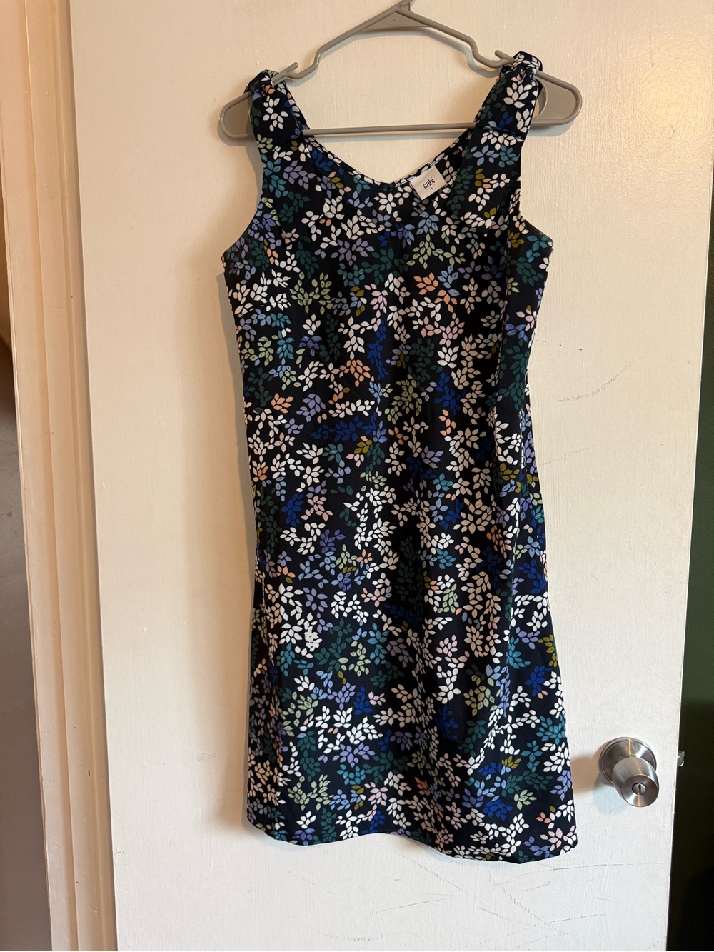 CAbi style #5619 blue floral Cinco Printed Shift mini Dress size small